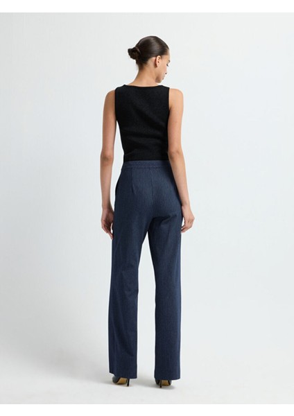 Denim Görünümlü Çizgili Bol Paça Pantolon C.lacivert 15341703021