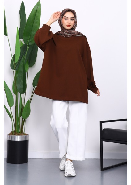 Kahverengi Balon Kol Oversize Sweatshirt fiyatları