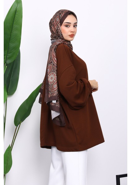 Kahverengi Balon Kol Oversize Sweatshirt fırsatları
