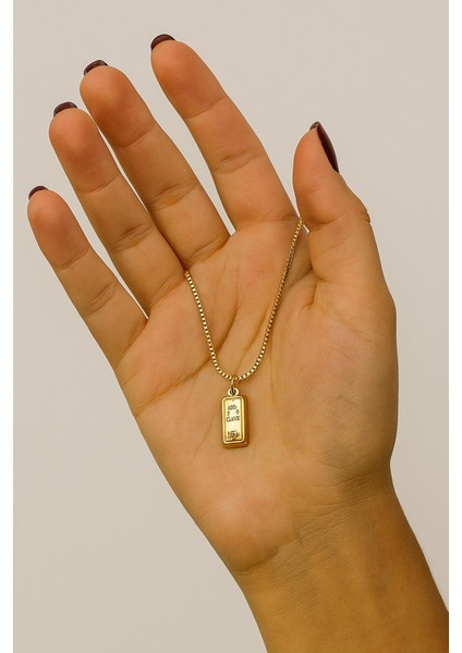 Külçe Altın Detaylı Unisex Kolye fiyatları