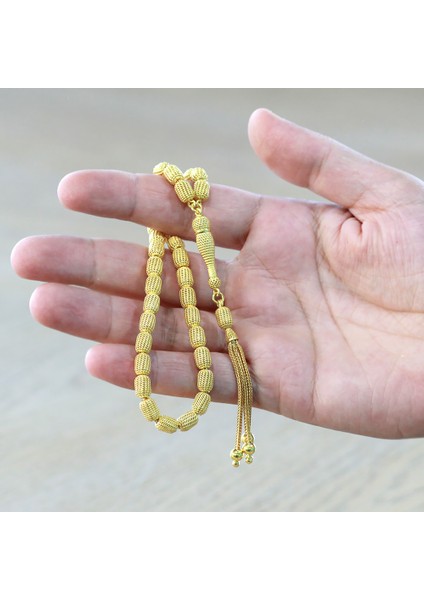 Üçlü Kamçı Top Püsküllü Telkari Tasarım Kapsül Kesim Altın Renk 925 Ayar Gümüş Tesbih fırsatları