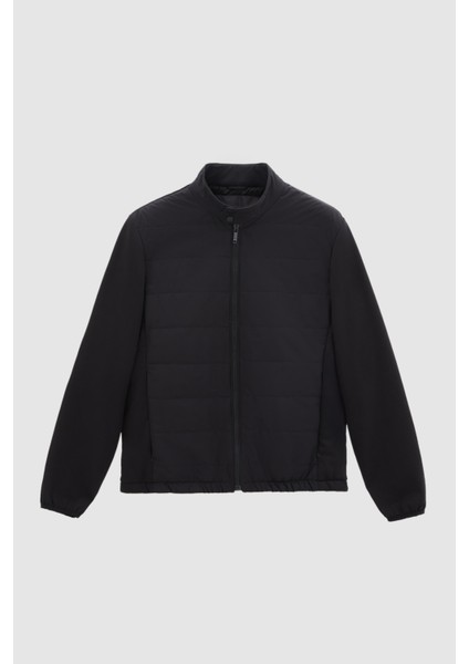 Slim Fit Siyah Düz Mont