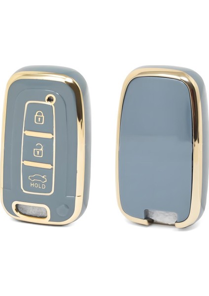 Hyundai IX35 Santa Fe Sonata Elantra Smart Kumanda Kılıfı Oto Anahtarlık 3 Tuşlu Gri Renk