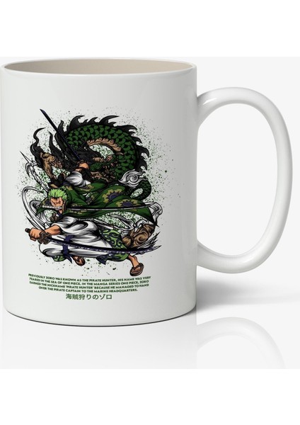 One Piece Roronoa Zoro Anime Temalı Beyaz Kupa Bardak Sevgiliye Arkadaşa Hediye