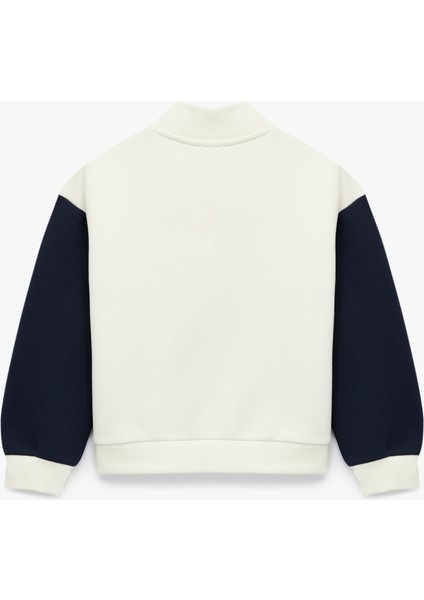 Yarım Fermuarlı Baskılı Uzun Kollu Dik Yaka Sweatshirt fiyatları