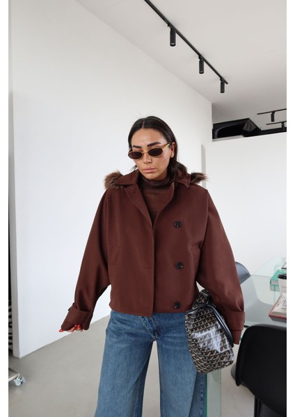 Oversize Kapişonlu Crop Ceket