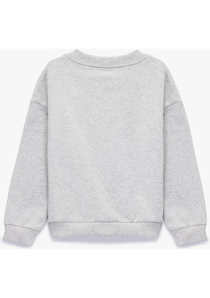 Canavar Baskılı Uzun Kollu Bisiklet Yaka Sweatshirt fiyatları