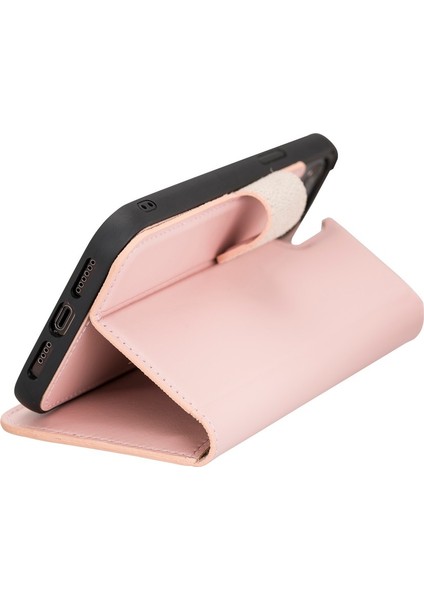 Apple iPhone 12 Pro Max Uyumlu Deri Cüzdanlı Kılıf Nu2 Pembe indirimleri