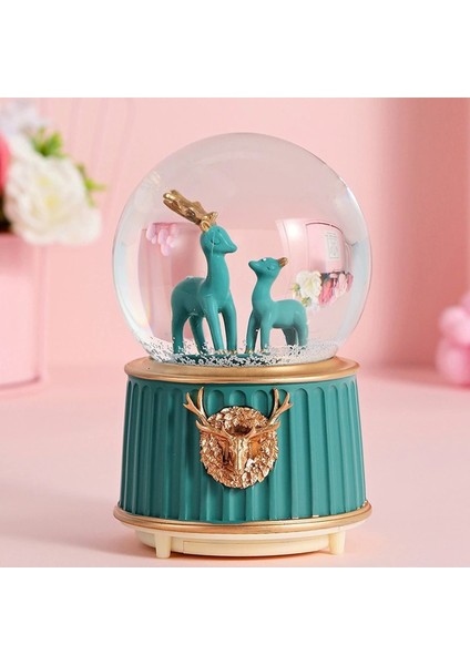 Geyikli Işıklı Müzikli Püskürtmeli Büyük Boy Kar Küresi