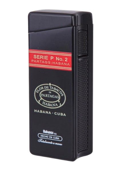 Tek Torch Pürmüz Partagas Serie P No:2 Özel Üretim Siyah Metal Puro Çakmağı