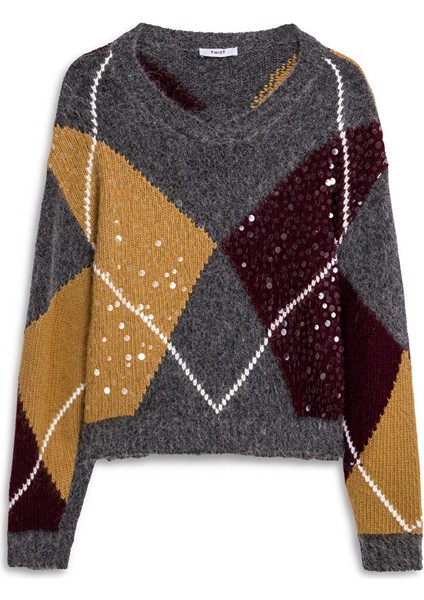 PAYETLİ BAKLAVA DESEN KAZAK TW6250050436036 indirimleri