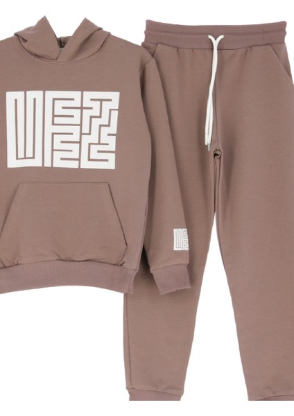 Kız Çocuk 2 Iplik Küfe Yazı Görselli Kapüşonlu Alt-Üst Takım 12374 fiyatları