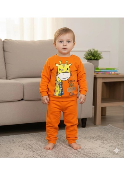 Bebek Zürafa Baskılı Çıt Çıtlı Alt Üst Ikili Gündelik Takım 6-18 Ay