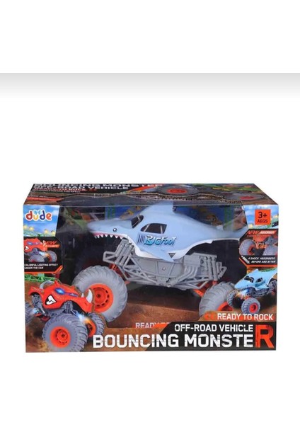 Rc Monster Truck Köpekbalığı Tasarımlı Uzaktan Kumandalı Off-Road Araba Mavi Gri Truncu modelleri