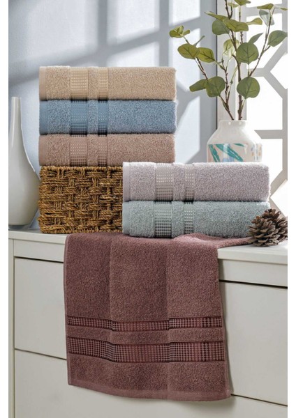 6 Lı El Yüz Havlu Seti &AMP;#37;100 Pamuklu Star 50X85 cm