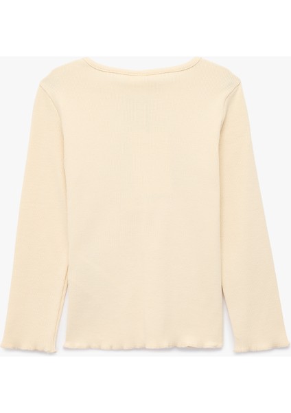 Çiçek Nakış Detaylı Uzun Kollu Bisiklet Yaka Pamuklu Tişört fiyatları