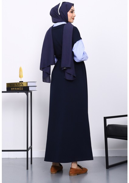 Lacivert Gömlek Garnili İki İplik Elbise fırsatları