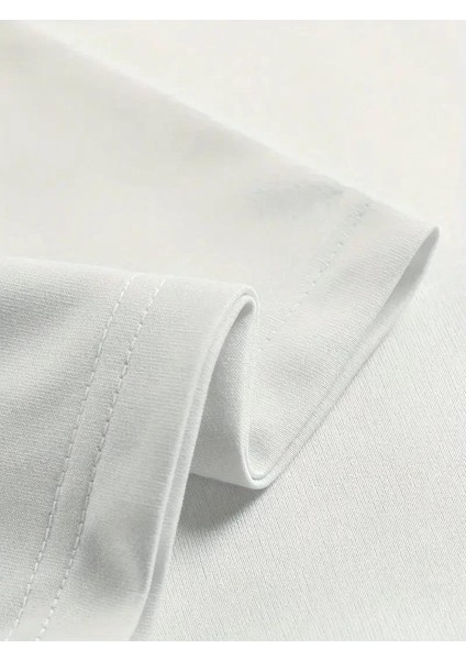 20/1 Penye Compack Ön Arka Ejder Baskılı Oversize Bisiklet Yaka T-Shirt - Beyaz indirimleri