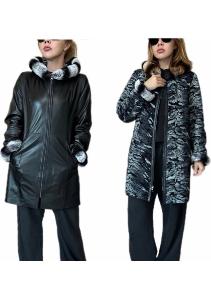 Kadın Çift Taraflı Giyilebilir Hakiki Deri Mont MN35 indirimleri