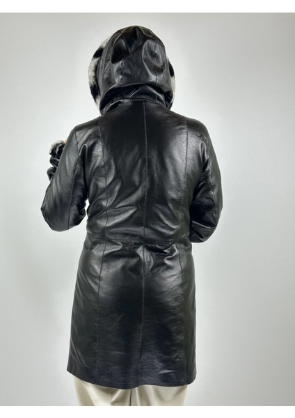 Kadın Çift Taraflı Giyilebilir Hakiki Deri Mont MN35