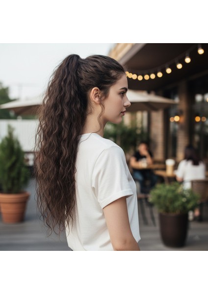 Tokalı Kabarık Dalgalı At Kuyruğu / Açık Kahve