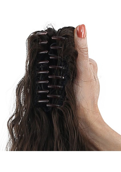 Tokalı Kabarık Dalgalı At Kuyruğu / Açık Kahve indirimleri