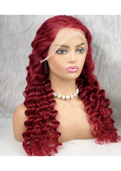 Gerçek Front Lace Tül Peruk / Yoğun Dalgalı / Kızıl 70/75CM modelleri