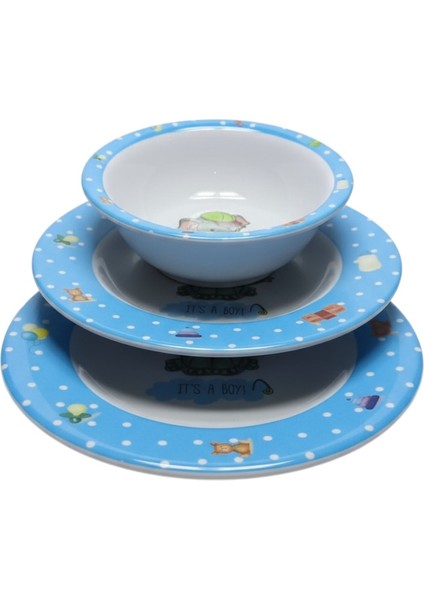 Fıtıfıtıbebe Desenli Çocuk Mavi Yemek Tabağı Seti -Mama Yemek Tabağı-Ek Gıda Tabağı modelleri