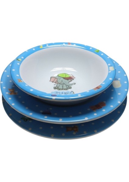 Fıtıfıtıbebe Desenli Çocuk Mavi Yemek Tabağı Seti -Mama Yemek Tabağı-Ek Gıda Tabağı fırsatları