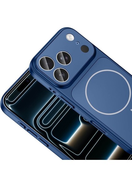 Apple iPhone 17 Pro Uyumlu Kılıf Zebana Titanmag Colorshield Kılıf (Kablosuz Şarj) Mavi modelleri