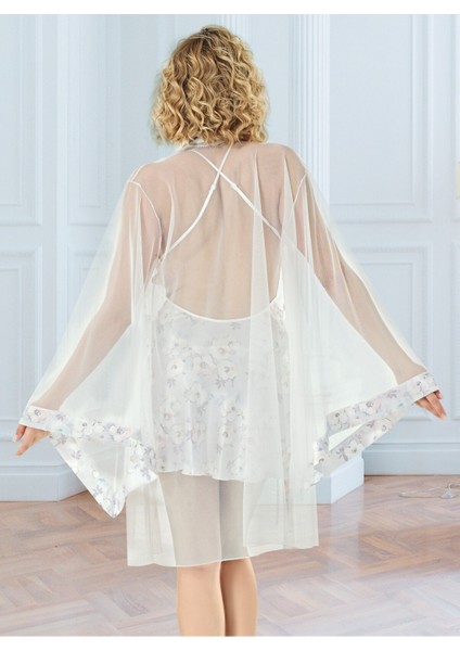 Yeni Sezon Tüllü Kısa Seksi 2'li Takım Kadın Şık Rahat Günlük Gecelik ve Sabahlık fırsatları