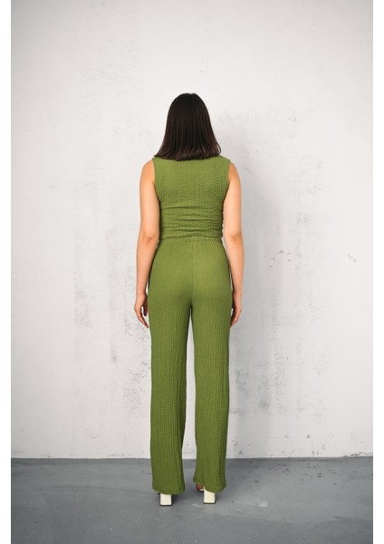 Kadın Gofre Takım Yelekli - Yelek ve Pantolon - Yazlık Takım fırsatları