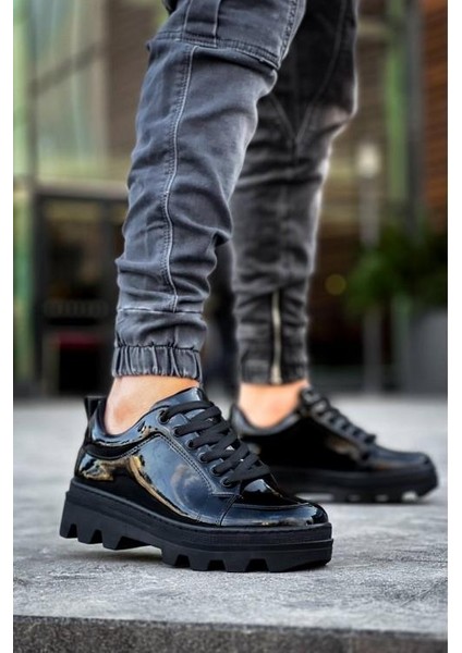 Siyah Rugan Siyah Yüksek Taban Günlük Spor Ayakkabı fiyatları