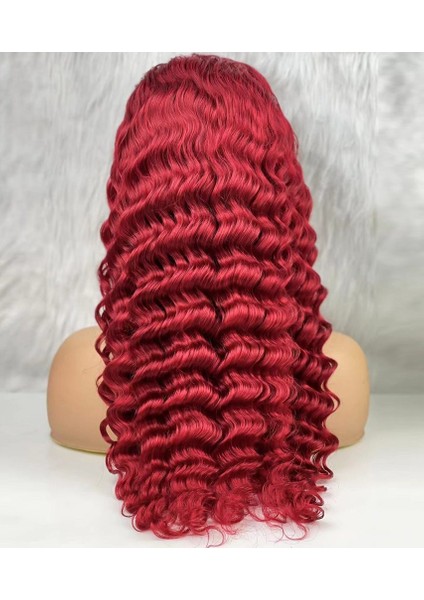 Gerçek Front Lace Tül Peruk / Yoğun Dalgalı / Kızıl 70/75CM indirimleri