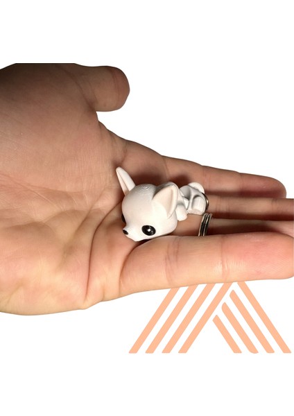Hareketli Eklemli Sevimli Tilki Beyaz Anahtarlık & Charm 4cm