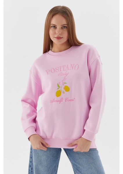 Baskılı Oversize Sweatshirt Pembe fiyatları