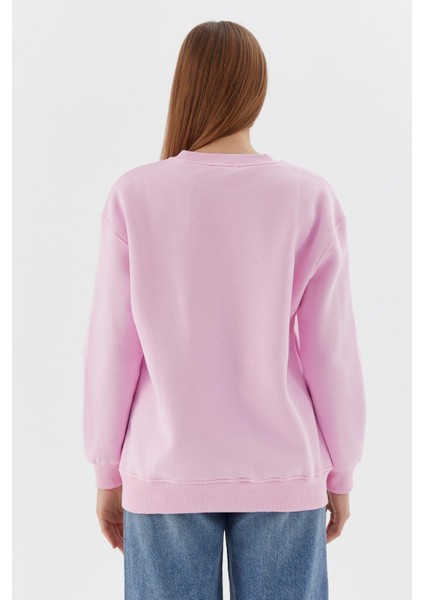 Baskılı Oversize Sweatshirt Pembe indirimleri