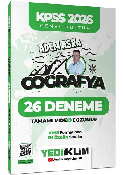 2026 Genel Kültür Adem Asra ile Coğrafya Tamamı Video Çözümlü 26 Deneme Yediiklim