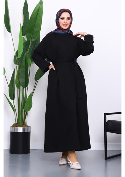 Siyah Kuşaklı Üç İplik Elbise fiyatları