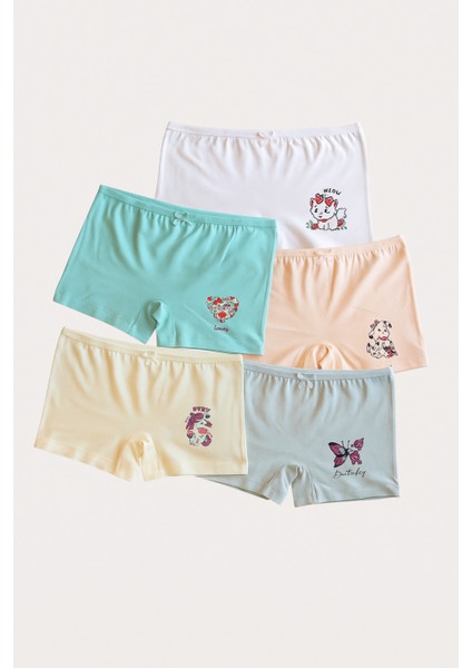Kız Çocuk Desenli 5'li Boxer