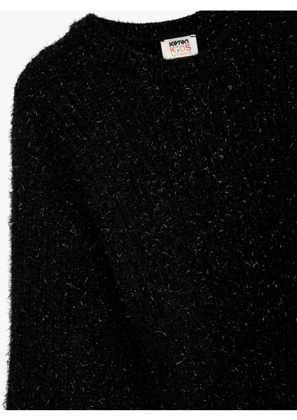 Uzun Kollu Bisiklet Yaka Parıltılı Triko Kazak indirimleri