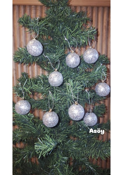 Yılbaşı Süsü Simli Gümüş Işıltılı Renkli Cici Top 3 cm 9lu Yılbaşı Yeni Yıl Çam Ağacı Süsü fiyatları