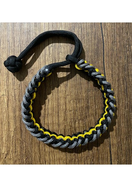 Siyah Gri Sarı Paracord Bileklik fiyatları