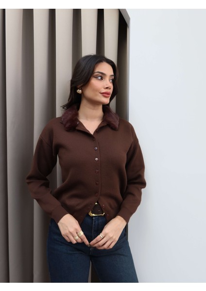 Kürk Yakalı Triko Hırka fiyatları