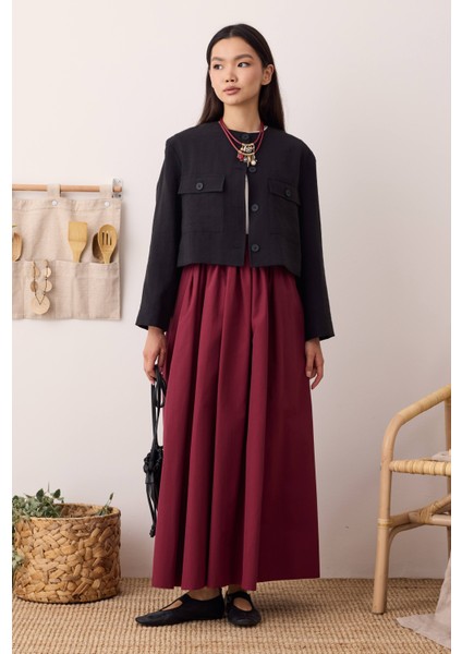 Büzgülü Kanvas Etek Vişne indirimleri