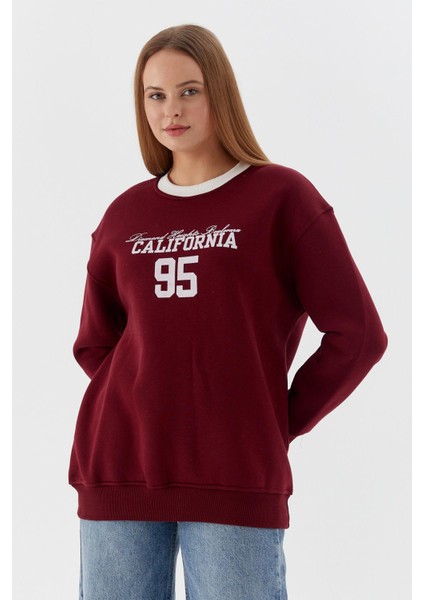 Yakası Şerit Detaylı Swearshirt Vısne modelleri