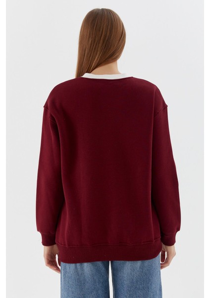 Yakası Şerit Detaylı Swearshirt Vısne indirimleri