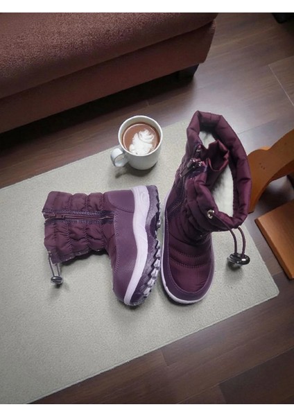 Çocuk Içi Kürklü Taşlı Su Geçirmez Kar Bot modelleri