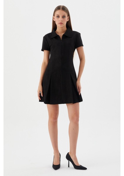 Süet Mini Elbise Sıyah fırsatları