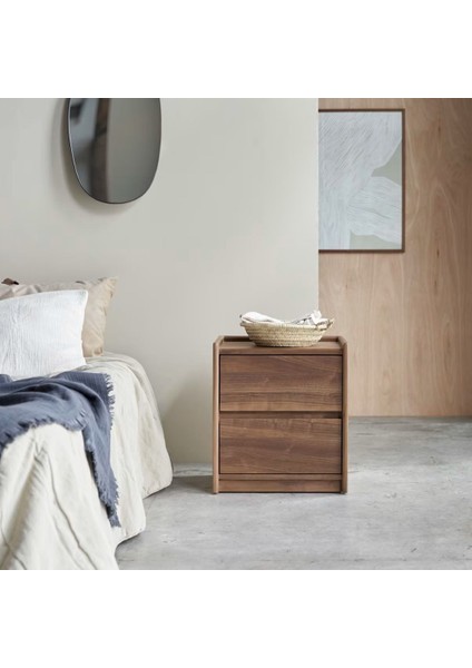 Ahşap Çift Çekmeceli Iskandinav Komodin